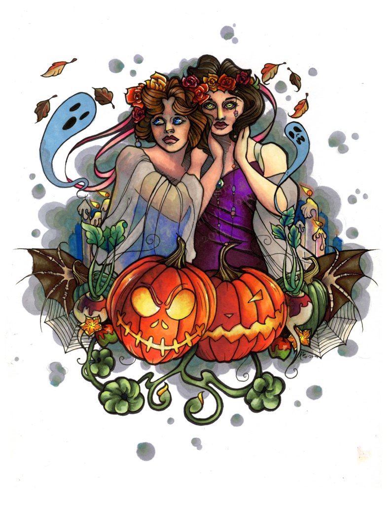 Ink, marker, and colored pencil