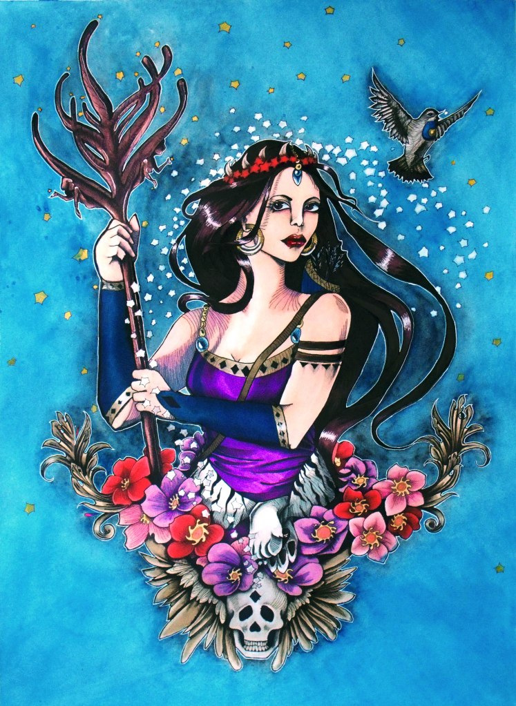 Ink, watercolor, and marker